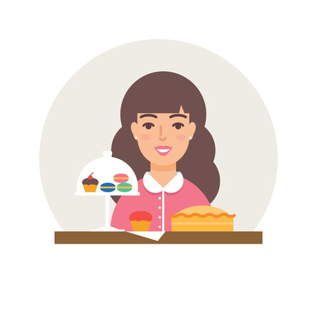 Small business - confectionery, sweet-shop vector illustration flat styleのイラスト素材