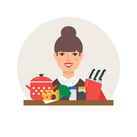 Hobby - cooking. Cook vector illustration flat styleのイラスト素材