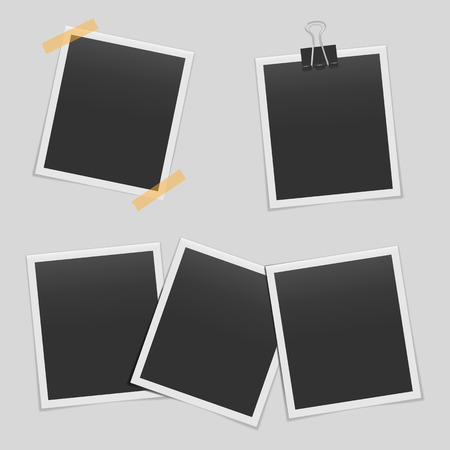Set of blank realistic photo frames mockupのイラスト素材