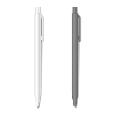 Set of realistic black and white pens mockupのイラスト素材