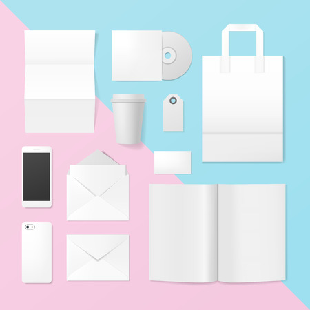 Set of corporate identity and branding template. Business stationery mockup on the color backgroundのイラスト素材