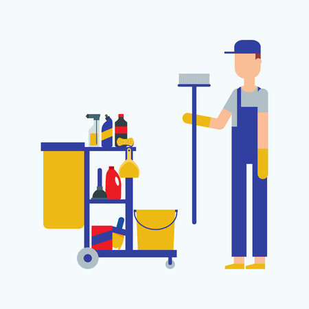 Cleaning services vector illustration simple flat styleのイラスト素材