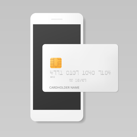 Mobile payments concept. Vector illustration of smartphone and credit cardのイラスト素材
