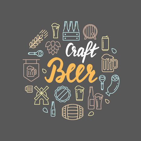 Craft beer vector illustration with calligraphy fontのイラスト素材