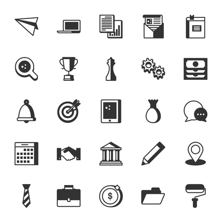 Set of vector office and business black iconsのイラスト素材