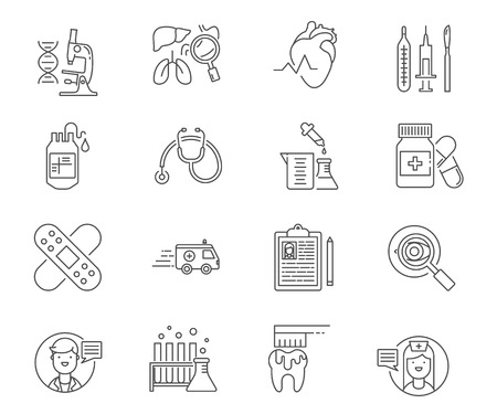 Healthcare and medicine set of vector iconsのイラスト素材