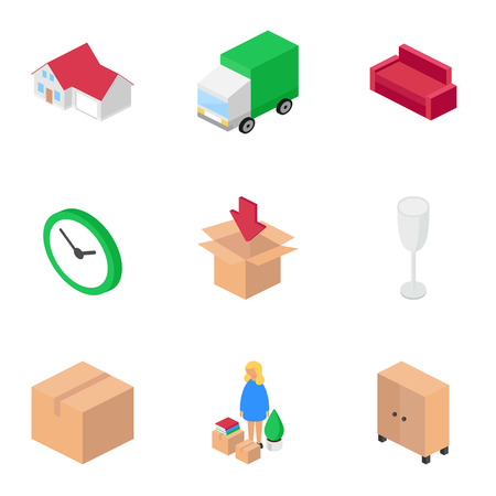 Moving services isometric vector icons setのイラスト素材
