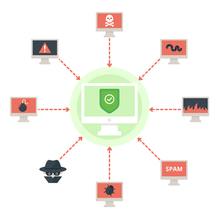 Protection against computer viruses vector illustrationのイラスト素材
