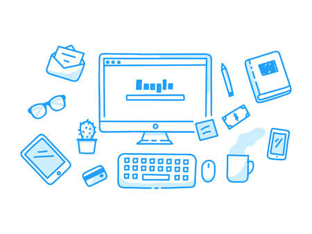 Workplace hand drawn illustrationのイラスト素材