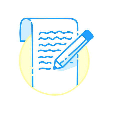 Sheet of paper with pencil. Hand drawn vector iconのイラスト素材
