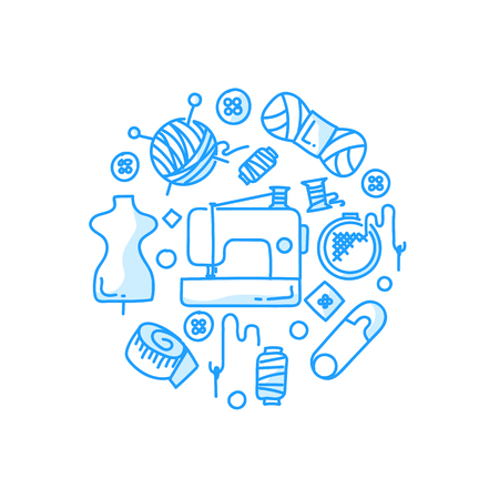 Sewing abstract vector hand drawn illustrationのイラスト素材