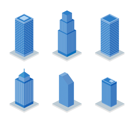 Set of isometric buildings, skyscrapersのイラスト素材