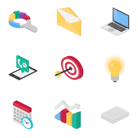 Office, business analytics isometric icons set.のイラスト素材