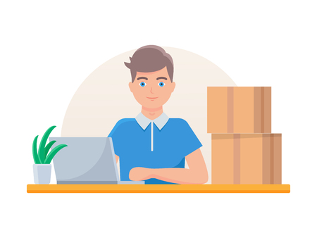Post office vector illustration. Delivery service, courierのイラスト素材
