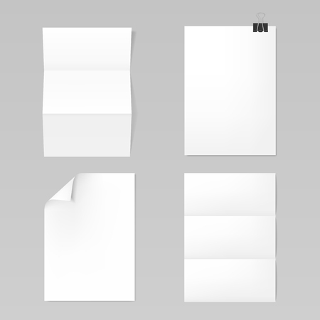 Blank white sheets of paper, realistic mockupのイラスト素材
