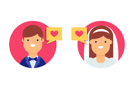 Groom and bride vector iconのイラスト素材