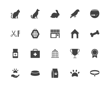 Pets silhouettes icons setのイラスト素材