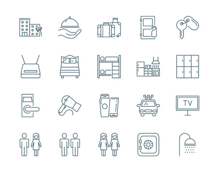 Hostel and hotel vector icons setのイラスト素材