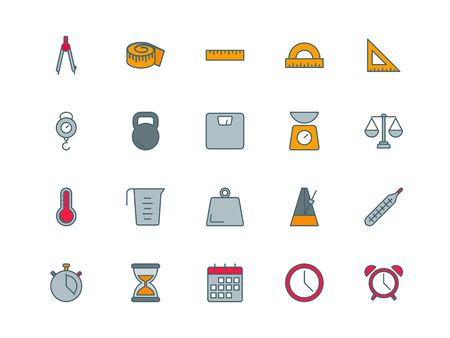 Measuring tools set of thin line flat iconsのイラスト素材