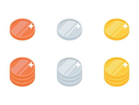 Set of coins: bronze, silver, goldのイラスト素材