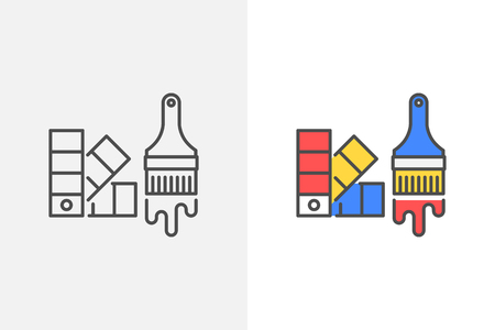 Paint brush and color palette vector iconのイラスト素材