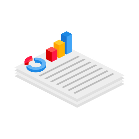 Document with report isometric iconのイラスト素材
