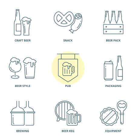 Beer linear vector icons setのイラスト素材