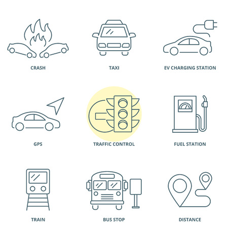 Road traffic linear vector icons setのイラスト素材