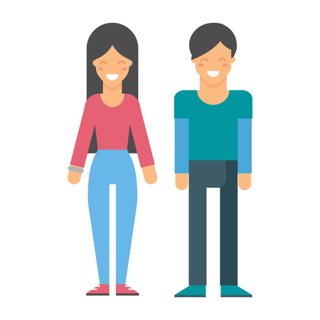 Teenagers female and male character, vector illustrationのイラスト素材
