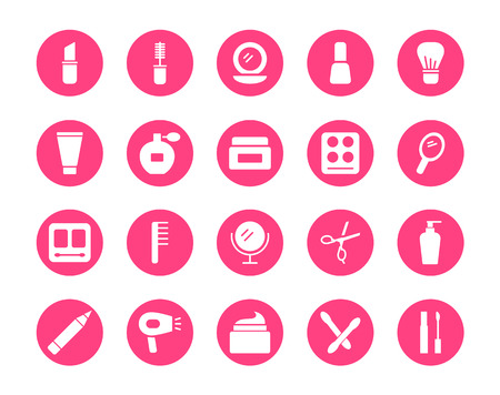 Cosmetics circular icons setのイラスト素材