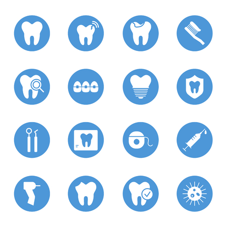 Dental care, teeth circular icons setのイラスト素材