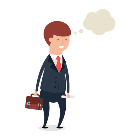 Vector illustration of businessman thinking with bubbleのイラスト素材
