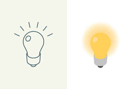 Light bulb isometric linear and flat icons.のイラスト素材