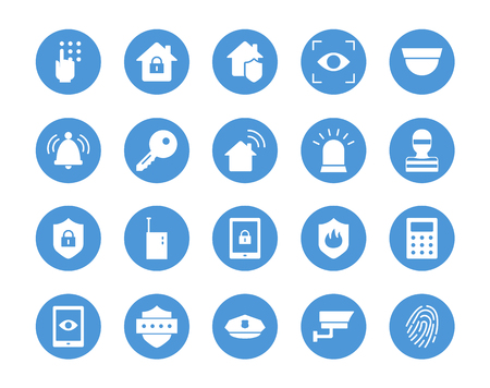 Home security circular icons setのイラスト素材