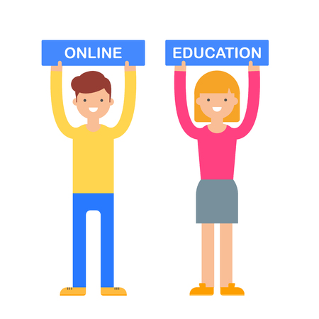 Online education vector illustration with peopleのイラスト素材