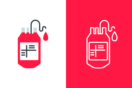 Blood donation icon flat and linear styleのイラスト素材
