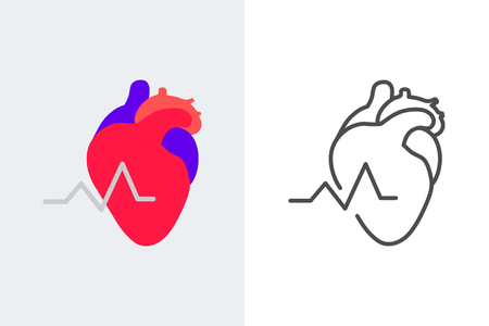 Heart icon flat and linear styleのイラスト素材