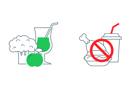 Healthy and junk food iconsのイラスト素材