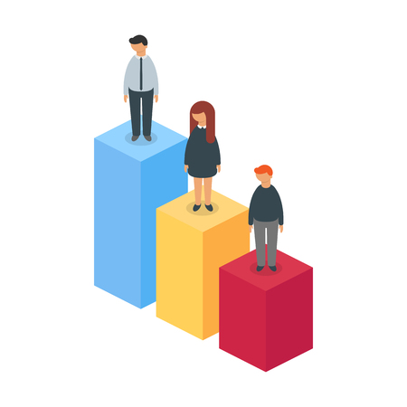 Vector illustration of businessmen standing on a graph, business successのイラスト素材