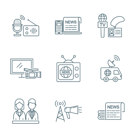 TV and media news vector icons setのイラスト素材
