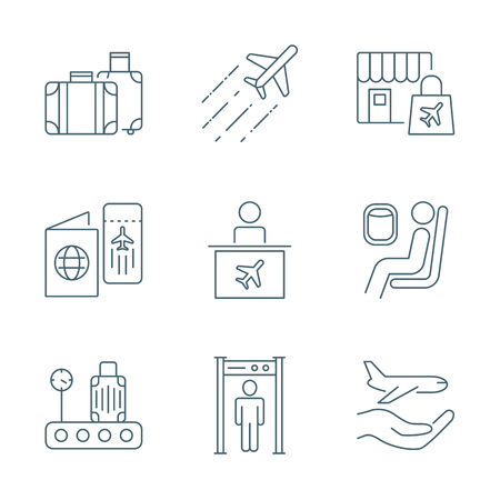 Airport set of vector iconsのイラスト素材