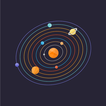 Solar system simple vector illustrationのイラスト素材