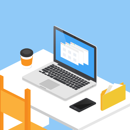 Workplace isometric vector illustrationのイラスト素材