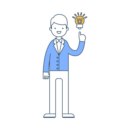 A businessman got an idea vector illustration, outline styleのイラスト素材
