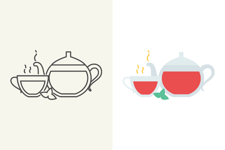 Tea vector icon, line and flat style illustration.のイラスト素材