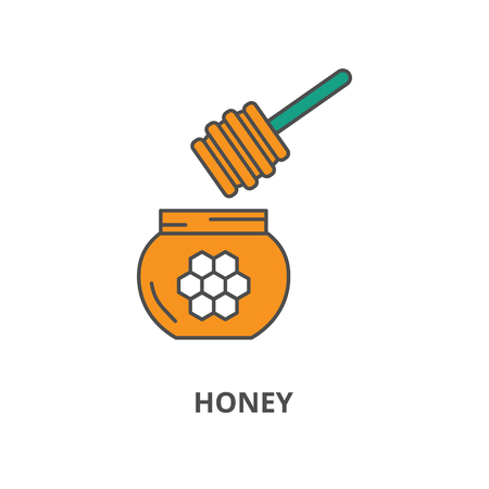 Honey vector icon, flat line style illustration.のイラスト素材