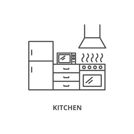 Kitchen vector icon, flat line style illustration.のイラスト素材