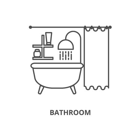 Bathroom vector icon, flat line style illustration.のイラスト素材