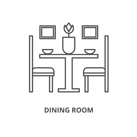 Dining room vector icon, flat line style illustration.のイラスト素材