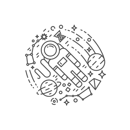 Space vector illustration outline style on white background.のイラスト素材